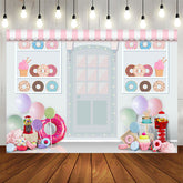 Aperturee - White Dessert Shop Donut Theme Happy Birthday Backdrop